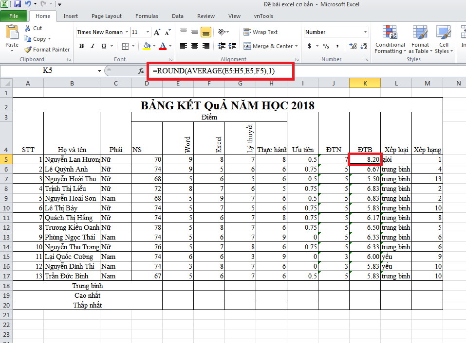 Làm tròn số trong Excel đơn giản