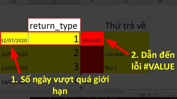 Hàm weekday trong Excel