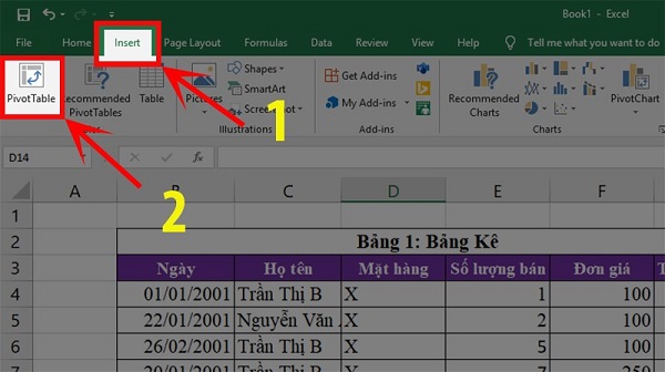 Tạo bảng Pivot Table